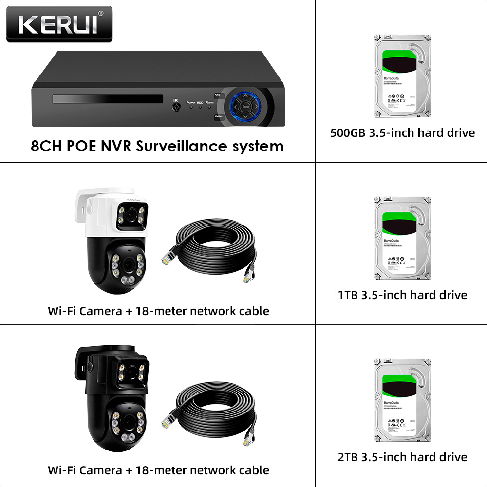 Home Automation Diy Kit - نظام كاميرات مراقبة منزلي KERUI 8CH